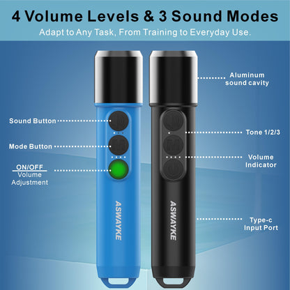 aswayke Electronic Whistle Set of 2-125dB Loud Rechargeable Whistle, Type-C Charging, 4-Level Volume, IPX5 Waterproof for Coaches, Referees, Basketball & Dog Training