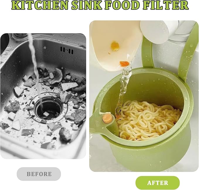 Sink Strainer Basket with One-Touch Drain Mesh, Snap-On Strap & Detachable