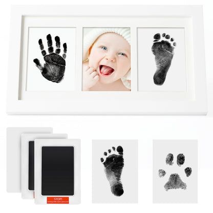 PewinGo Baby Handprint and Footprint Kit, Baby Framed Photo Kit with 100% Clean-Touch Ink Pad for Newborn Baby, Perfect baby gift