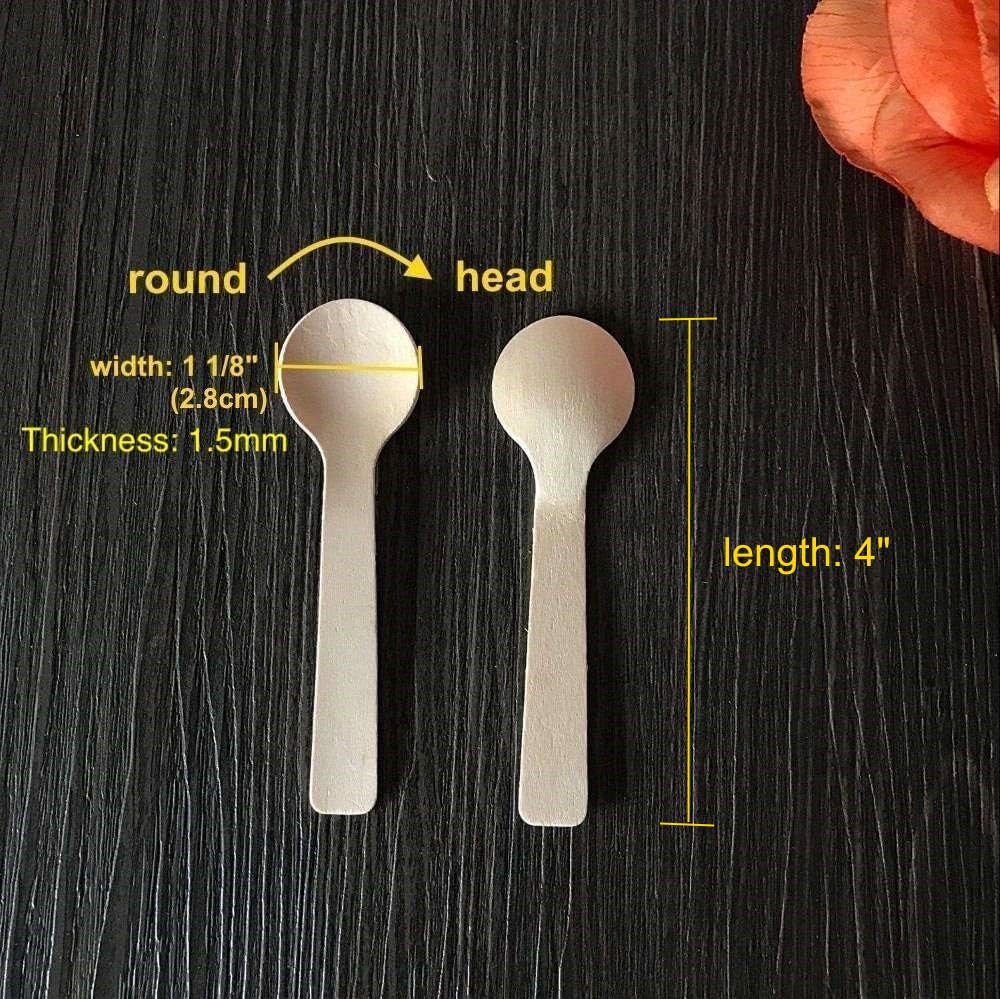 Gmark 1.5mm Extra-Thick Mini Wooden Spoons (4 Inch) - 200 Count Heavy Duty Birch Wood - Sturdy No-Snap Disposable Spoons for Gelato, Desserts & Charcuterie - Eco-Friendly & Compostable GM1042