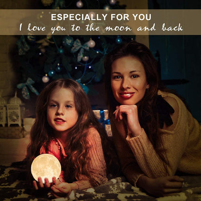 Methun 3D Moon Lamp 9 cm (3.5 inch) — Two-Colour Touch-Dim Bedside & Table Lamp, Overnight Cordless Glow, Ceramic Hand Base, Authentic Lunar Texture — Calming Night Light & Premium Gift