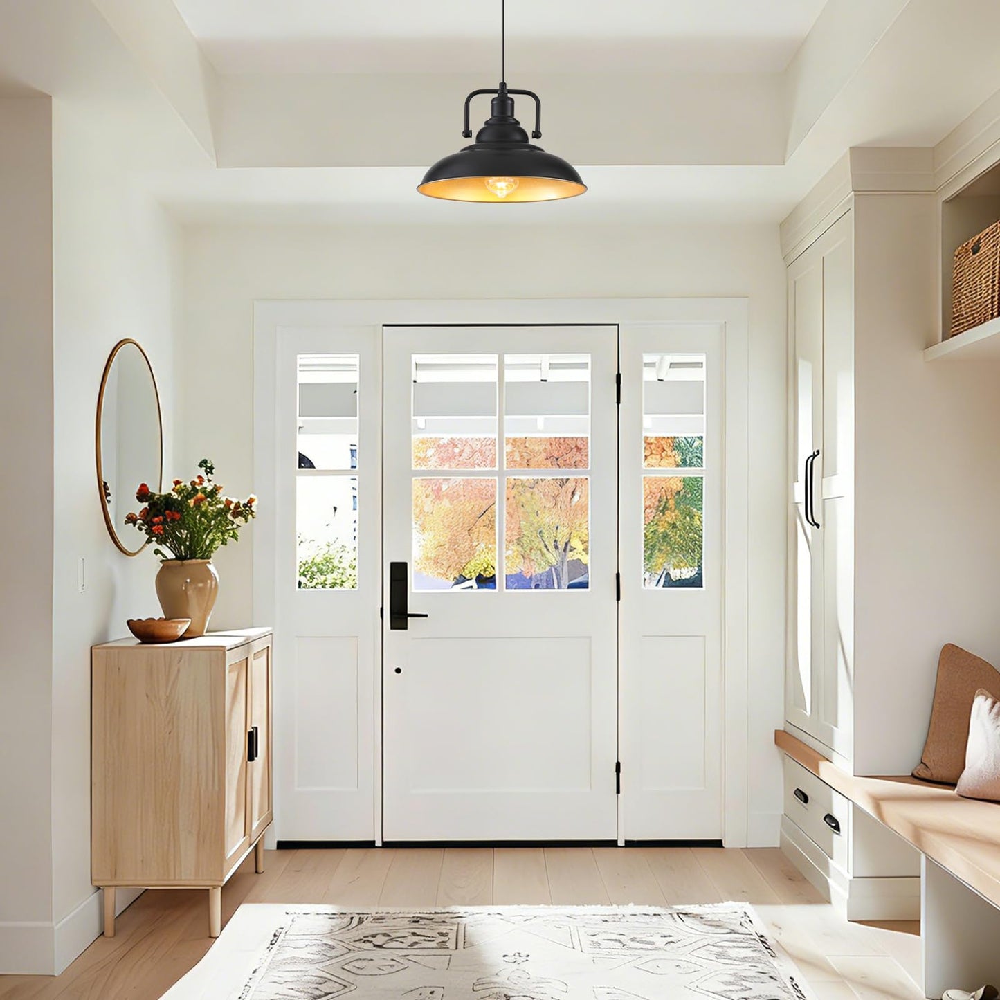 SESIMENT Black and Gold Pendant Light 12.5 inches 3 Packs, Farmhouse Pendant Light, Island Pendant Lights, Kitchen Island Pendant Lights, Pendant Lights Kitchen Island for Bedroom, Kitchen, Island