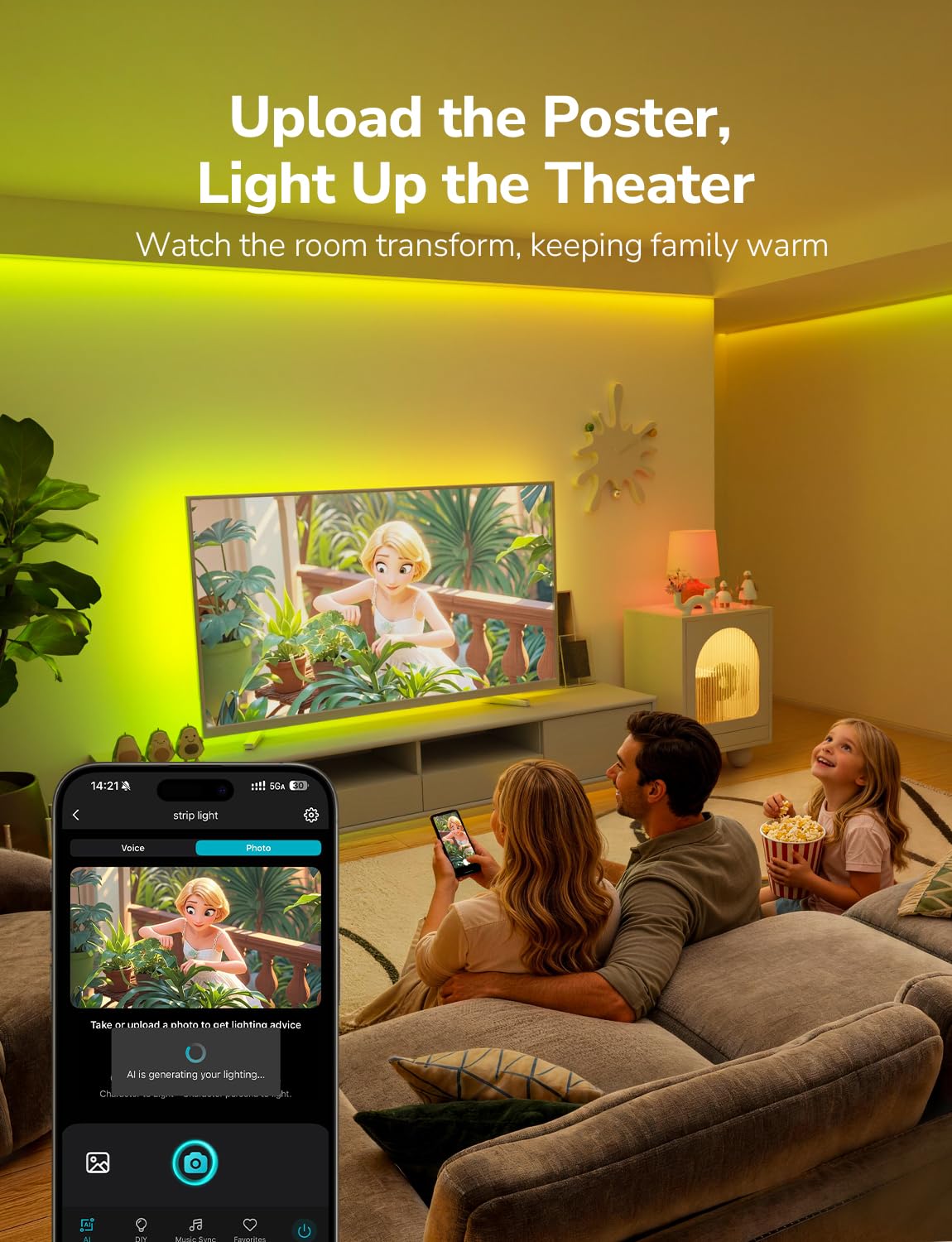 Lepro S1 AI LED Strip Lights for Bedroom - 65.6ft Smart RGB Light Strips with IC and Rainbow Chasing Effects, Color Segment DIY, Personalized Al Lighting Designer, No Remote, 2.4G Wi-Fi & Bluetooth
