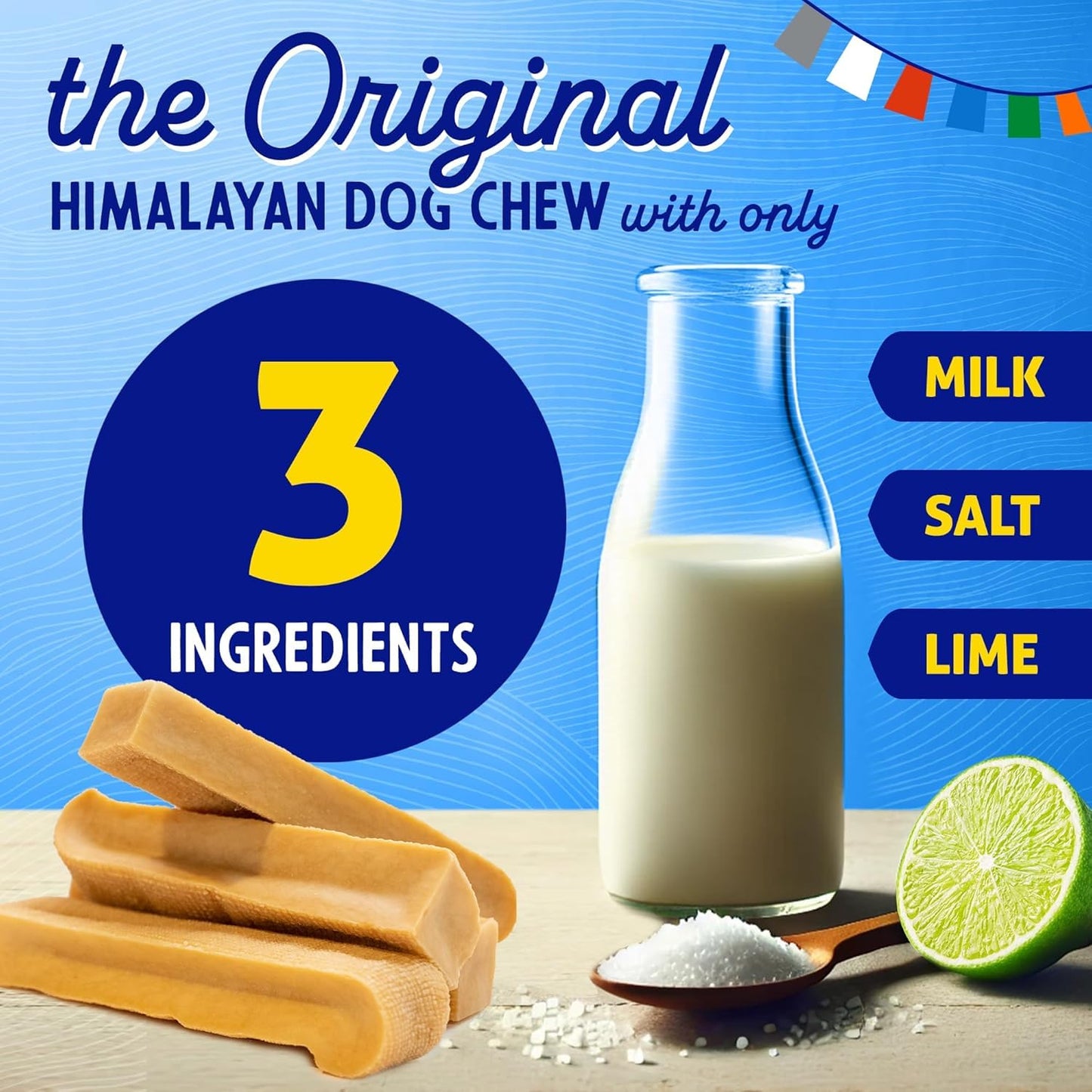 Himalayan Cheese Chews | Long Lasting, Stain Free, Protein Rich, Low Odor | 100% Natural, Healthy & Safe | No Lactose, Gluten Or Grains | 3.0 lbs BULK TUB | XLARGE | for s 55 Lbs & Larger