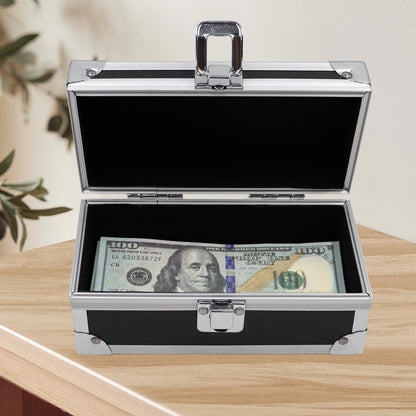 Lockable Cash Box, Aluminium Alloy Money Box for Cash, Money Holder, Cash Organizer, Single Row Currency Tray, Money Storage Box, Money Organizer for Cash