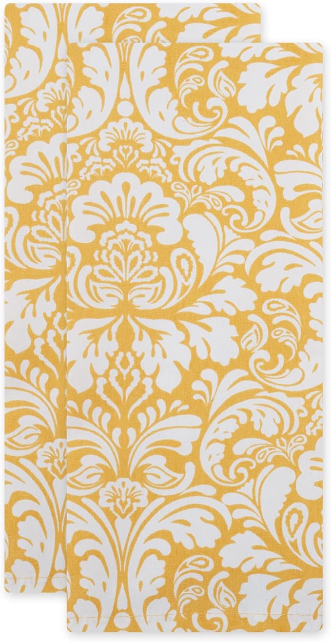 DII Cotton Dish Towel Set Damask Print