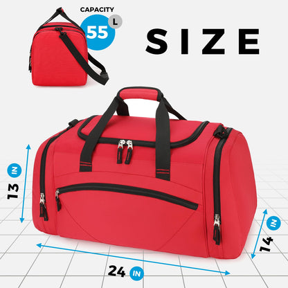 Uarition Mens Gym Bag, 55L Large Sports Duffle Bags, Workout Bags Lightweight, Red
