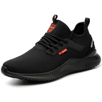 Safety Trainers Men Women Steel Toe Cap Trainers Lightweight Work Safety Shoes Breathable Non Slip Work Boots Black 10 UK