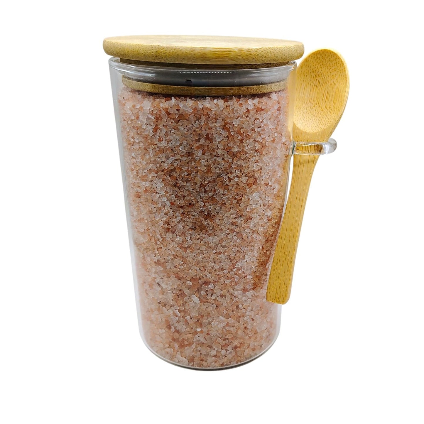 Pink Himalayan Bath Salts with Rose Scent – 100% Natural Spa Soak in Reusable Glass Jar with Bamboo Lid & Spoon – Relaxing, Detoxifying & Skin-Hydrating Aromatherapy Bath Crystals (26 oz)