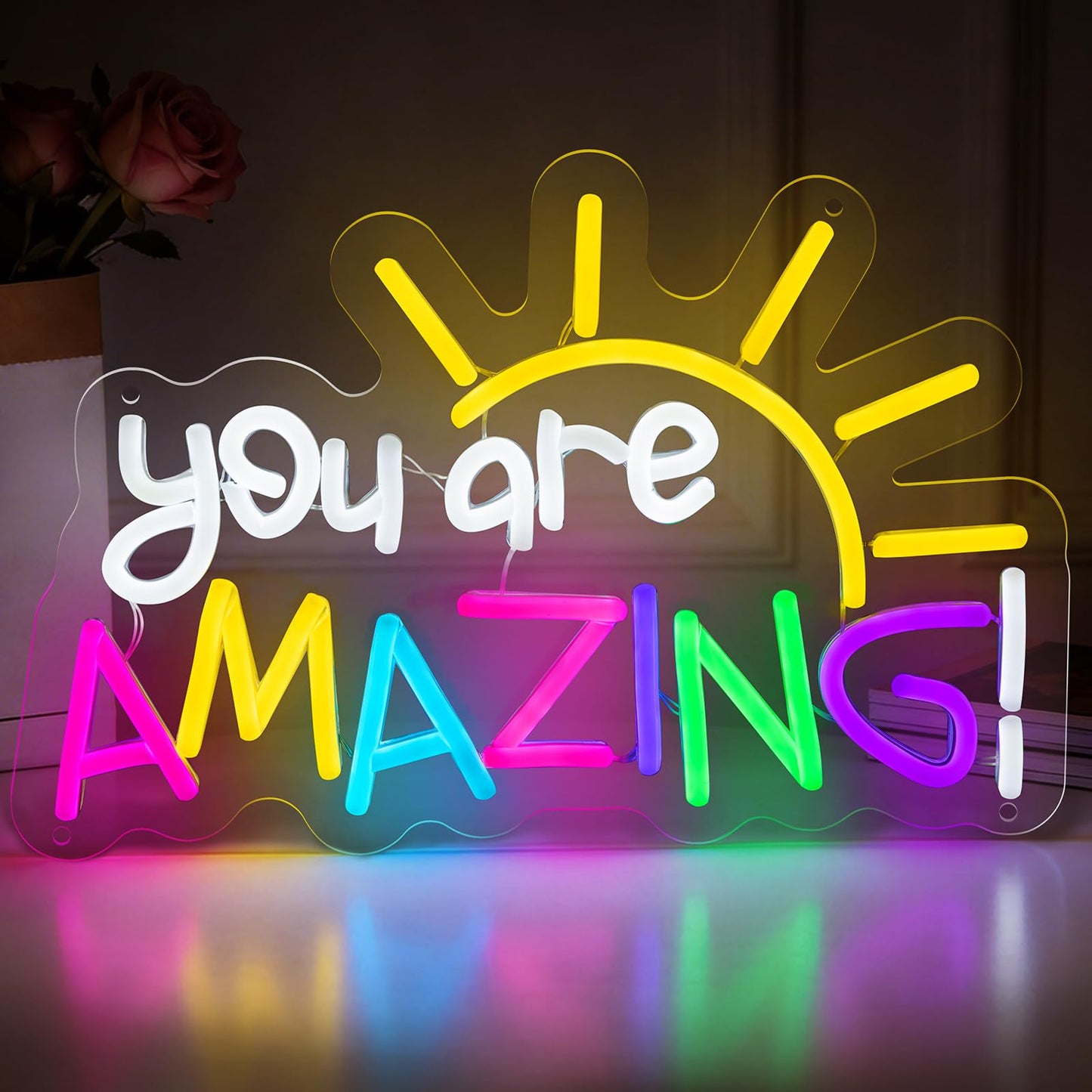 AOOWSDX You Are Amazing Neon Sign,Classroom Neon Signs for Wall Decor,Teacher Appreciation Gifts,Room Decor for Teen Girls Light up Sign for Bedroom Home Bar Nursery Wedding Birthday Party Gifts