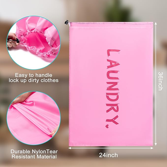4 Pack XL Travel Laundry Bag, Machine Washable Dirty Clothes Organizer