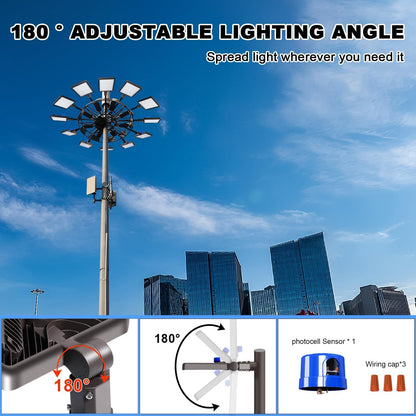 Juyace 480W LED Parking Lot Light 2 Pack, Slip Fitter Mount Outdoor Street Light, Dusk to Dawn Photocell, 72000lm Super Bright Commercial Area Flood Light, IP65 Waterproof, 110-277V for Stadium