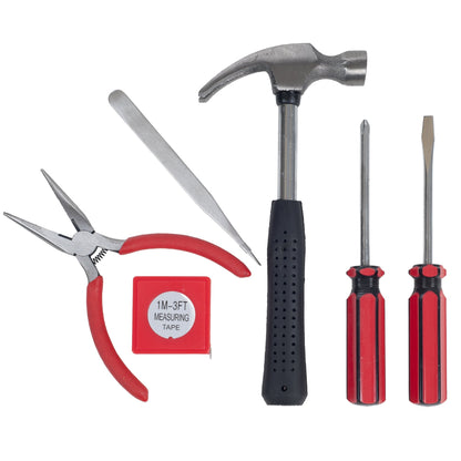 Stalwart - 75-HT1007 Household Hand Tools, Tool Set - 6 Piece by, Set Includes – Hammer, Screwdriver Set, Pliers (Tool Kit for The Home, Office, or Car) Black