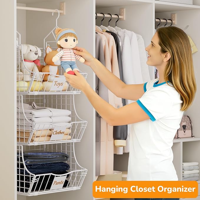 Hanging Closet Organizers and Storage, 6 Tier Closet Shelf Clothes Organizer