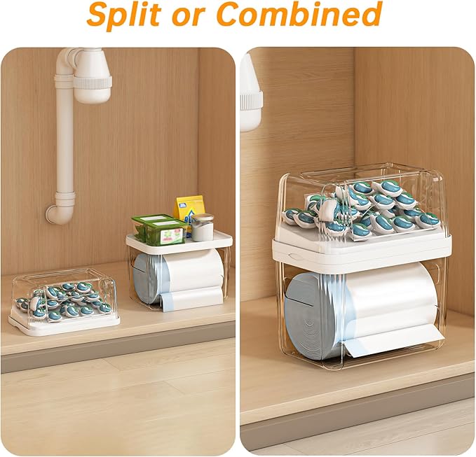 2-in-1 Trash Bag Holder Laundry & Dishwasher Pods Container, Garbage Bag