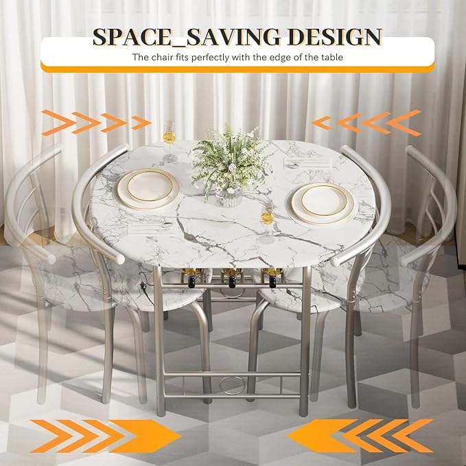Shahoo 3-Piece Wooden Dining Table Set, Kitchen Breakfast Nook Sets