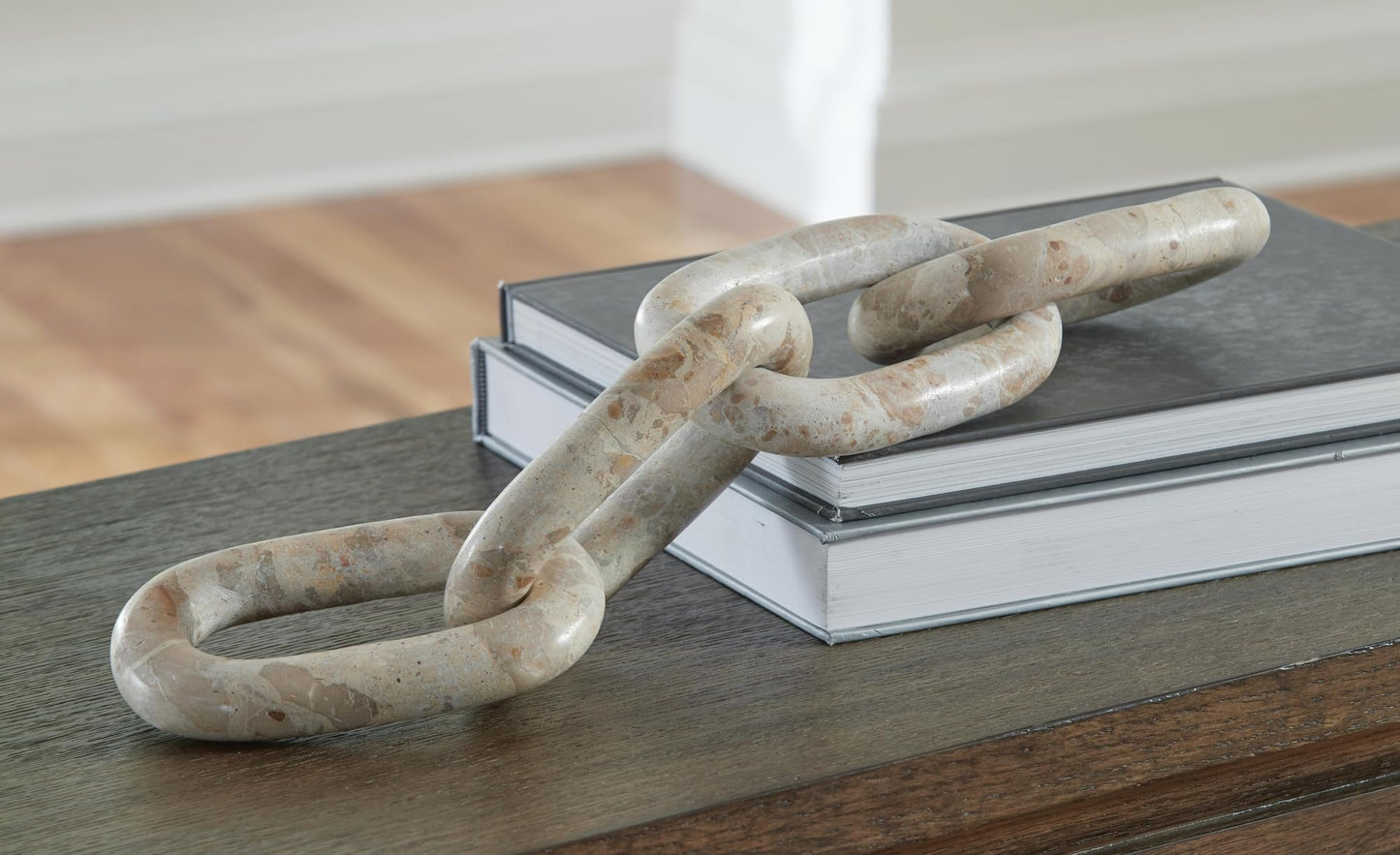 Signature Design by Ashley Kenport Contemporary Marble Chain Sculpture, Light Beige