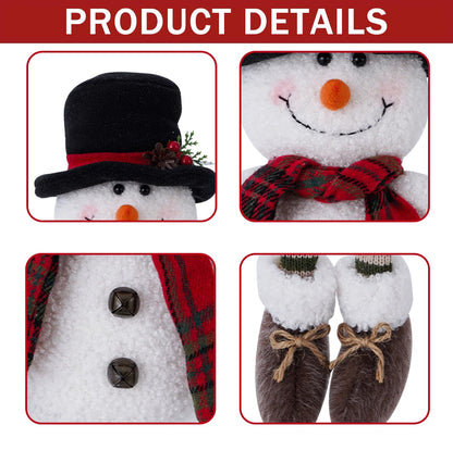 Heyaner Christmas Gnomes Decorations for Home Snowman Figurine Plush Handmade Christmas Table Sitting Decor Winter Ornaments for Holiday Party Gifts