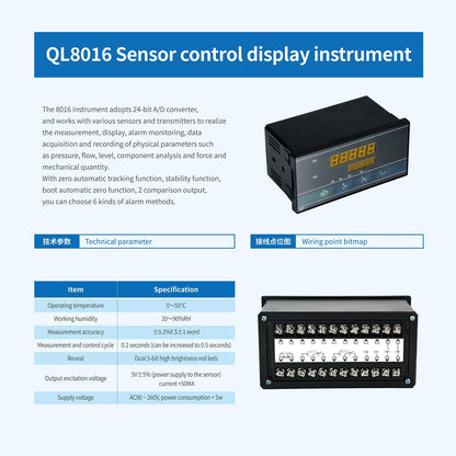 Load Cell Sensor with Indicator Display,Compression Force Weight Pressure Scale Sensor Two Sets of Relay Outputs Peak Recording (0-2T with Indicator)