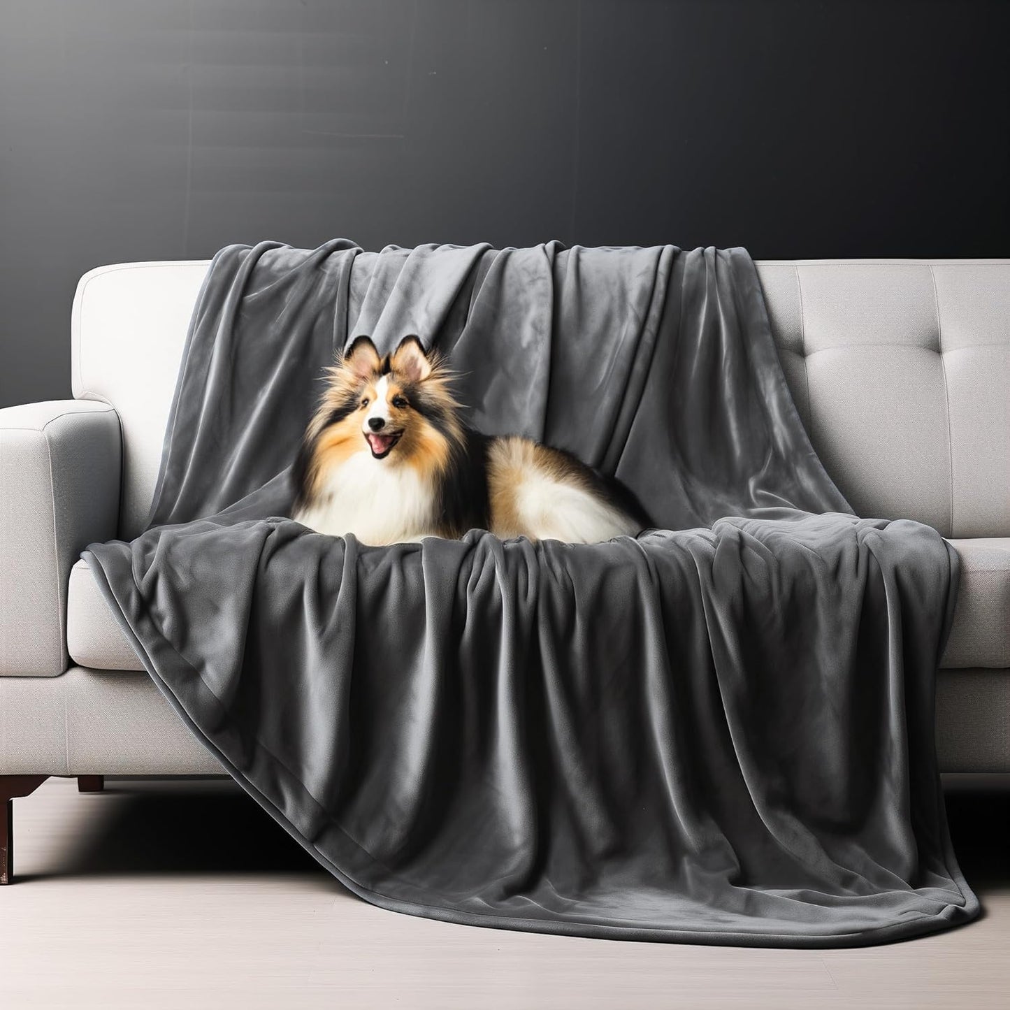 Bedding Aid Waterproof Reversible Blanket, Excellent Leakproof Protector Cover to Protect Bed Mattress, Sofa, Couch from Pee & Spills from Adults, Babies, Dogs, Pets (Dark Grey/Light Grey, 203x229cm)