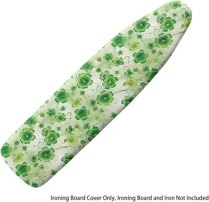 Green Leaves Ironing Board Cover and Pad, Thick Scorch Resistant Padding Heavy