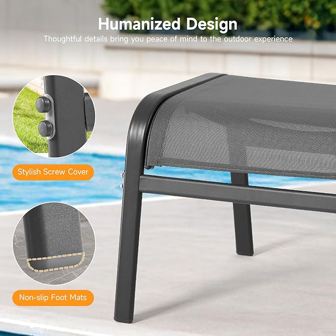 ONBRILL Outdoor Ottoman Set of 2, All Weather Outdoor Foot Stool