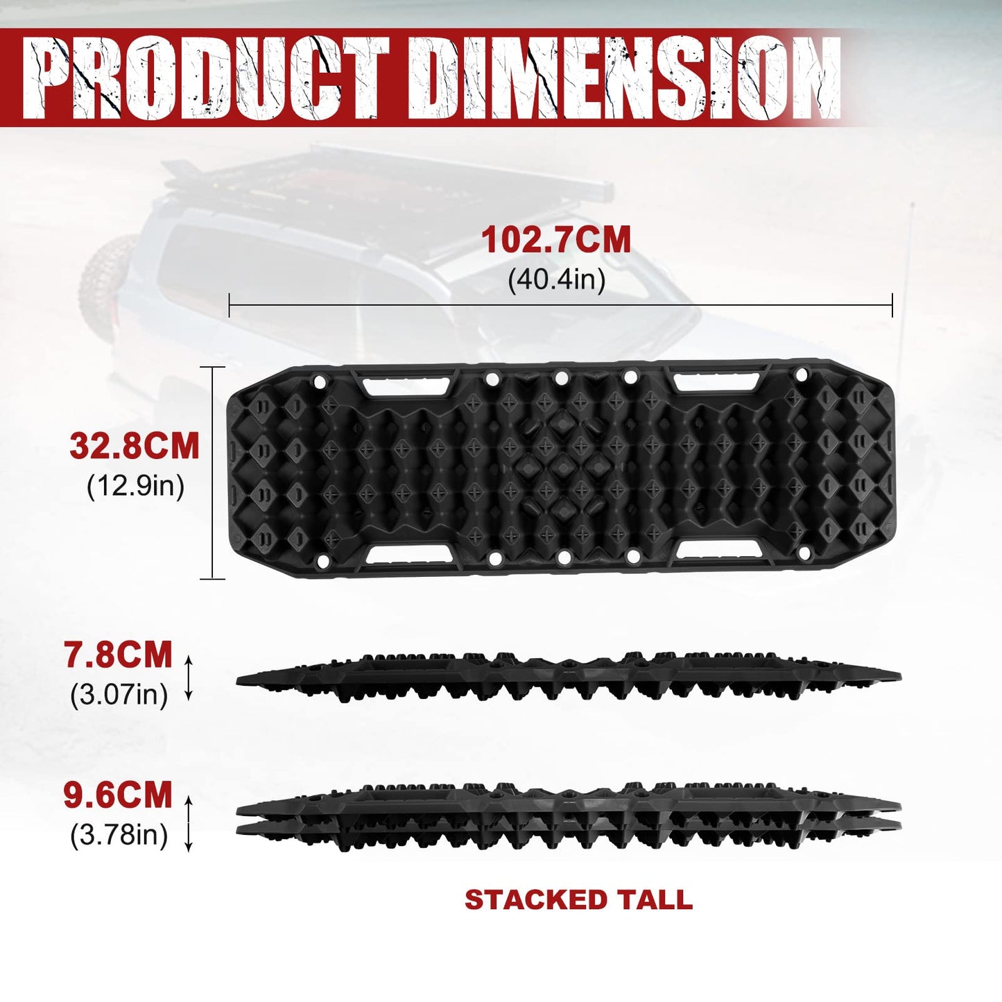 BUNKER INDUST Vehicle Offroad Recovery Kit, Pair Traction Boards Black + Synthetic Soft Shackle with Winch Ring