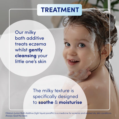 Oilatum Junior, Treatment for Eczema & Dry Skin Conditions, Bath Additive, Protects Skin from Moisture Loss, Fragrance Free, Suitable for Babies & Children, 1 x 600ml