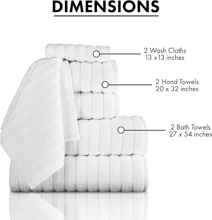 Classic Turkish Towels CTT Luxury 6 Piece Towel Set, 100% Turkish Cotton
