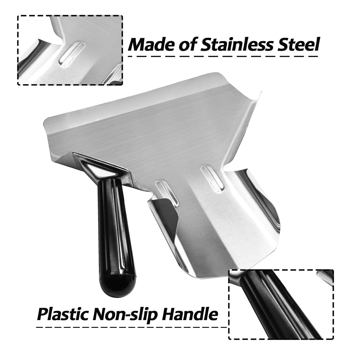 Bonsicoky 2 Pcs Stainless Steel French Fry Popcorn Scoop, Quick Fill Tool for Food Bags & Boxes, Multipurpose Utility Scooper for Bagger French Fries, Snacks, Desserts, Ice, Dry Goods