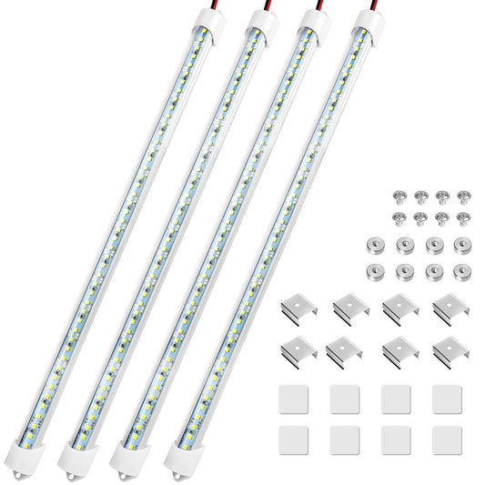 Linkstyle 4PCS 12V LED Interior Light Bar, 192LEDs 12V LED Light Strip with Switch, 6500K Slim Car Interior Lights for Car Truck RV Boat Cabinet
