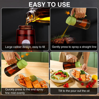 Oil Sprayer for Cooking, 2 In 1 Oil Dispenser and Oil Sprayer (Black+Dark Brown)