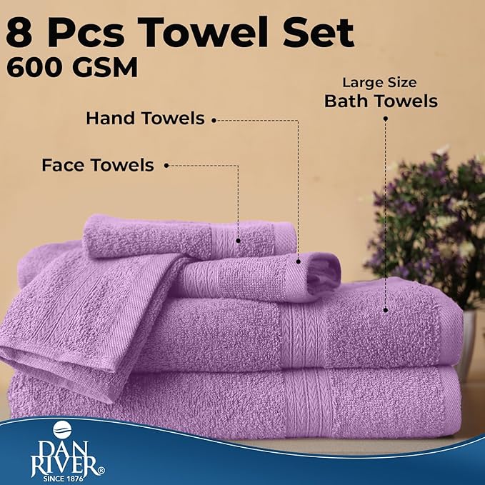 DAN RIVER 8 PC Luxury Bath Towels