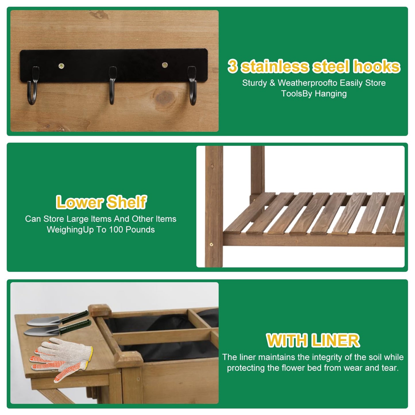 Gowoodhut Raised Garden Bed with Wheels, Wood Elevated Garden Box with W-Connection Tabs，for Vegetable, Flower, Herb, Large Storage Shelf, Easy to Assemble, 55.5x24x32in