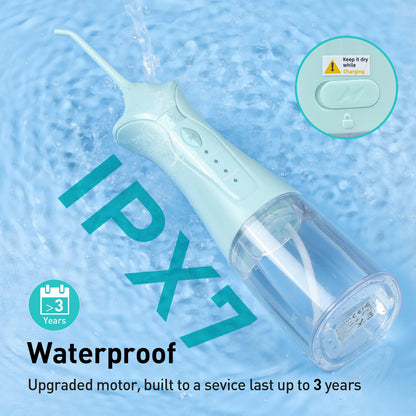 COSLUS Water Dental Flosser Pick for Teeth: 4 Modes Cordless Portable 300ML Larger Tank Water Teeth Cleaner IPX7 Waterproof Flossing Cleaning Picks for Home Travel Black C30(FC5360)