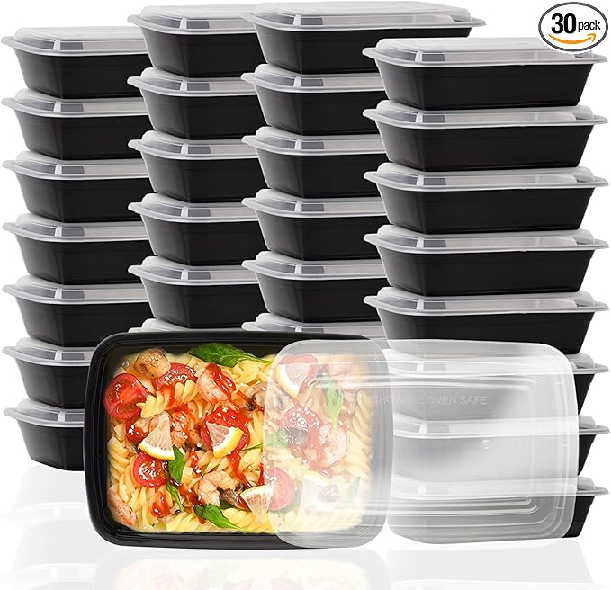 30 Pack Meal Prep Containers 38oz, Plastic To Go Food Containers
