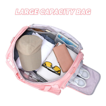 MAXTOP Travel Duffle Bag for Women Carry On Tote Weekender Overnight Bag Large Capacity Duffel Bag With Shoe Compartment,Pink Gym Bag with Dry and Wet Separation