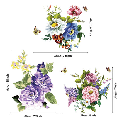 3 Pcs Flowers Wall Stickers Wall Decals Peel and Stick for Room Decorations Living Room Bedroom