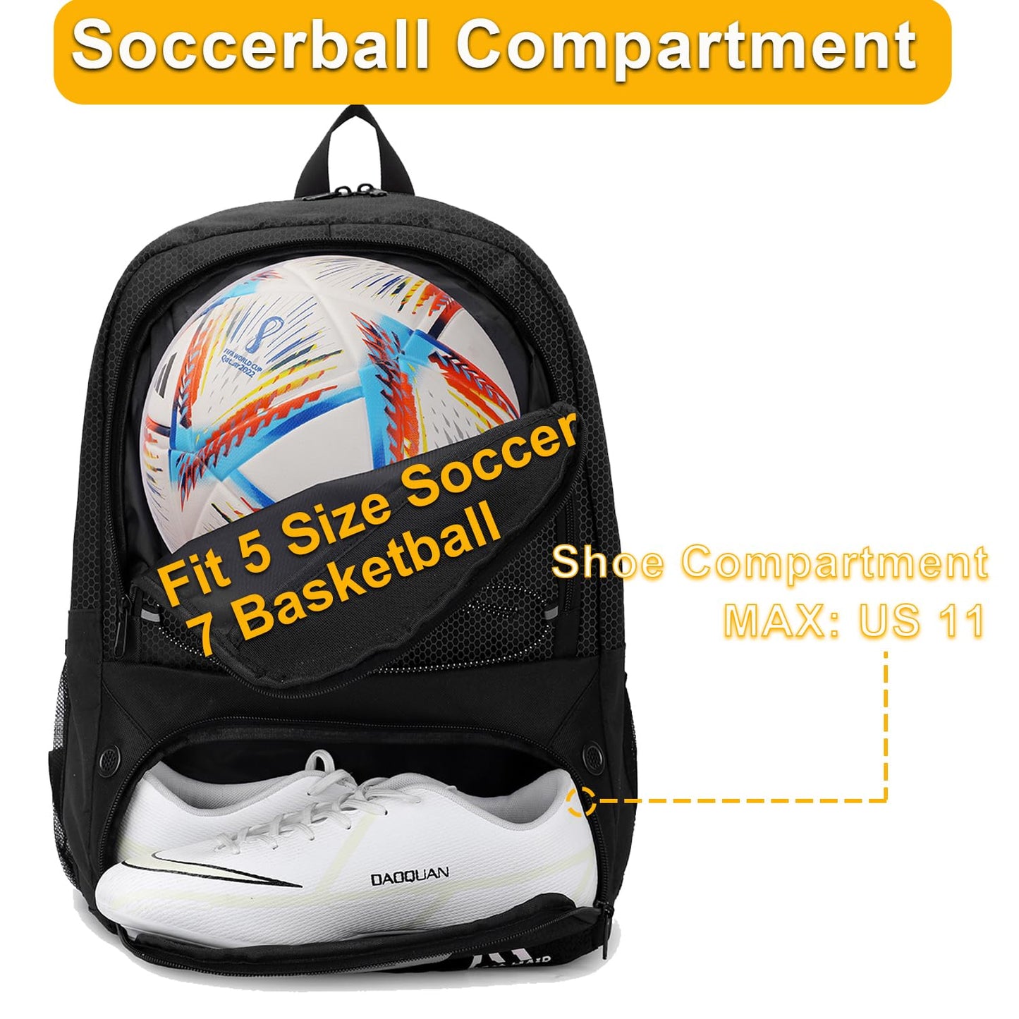 Hsmihair Soccer Bag-Soccer Backpack&Backpack for&Football Volleyball& Basketball,with Ball Compartment and Training Package