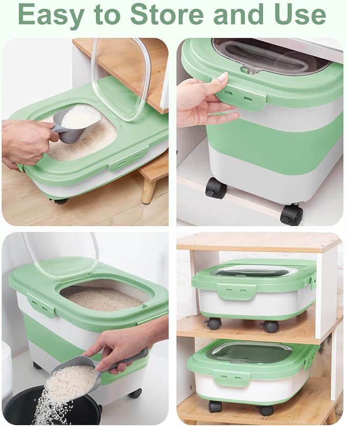 20-30 Lbs Rice Storage Container, Collapsible Food Storage Containers
