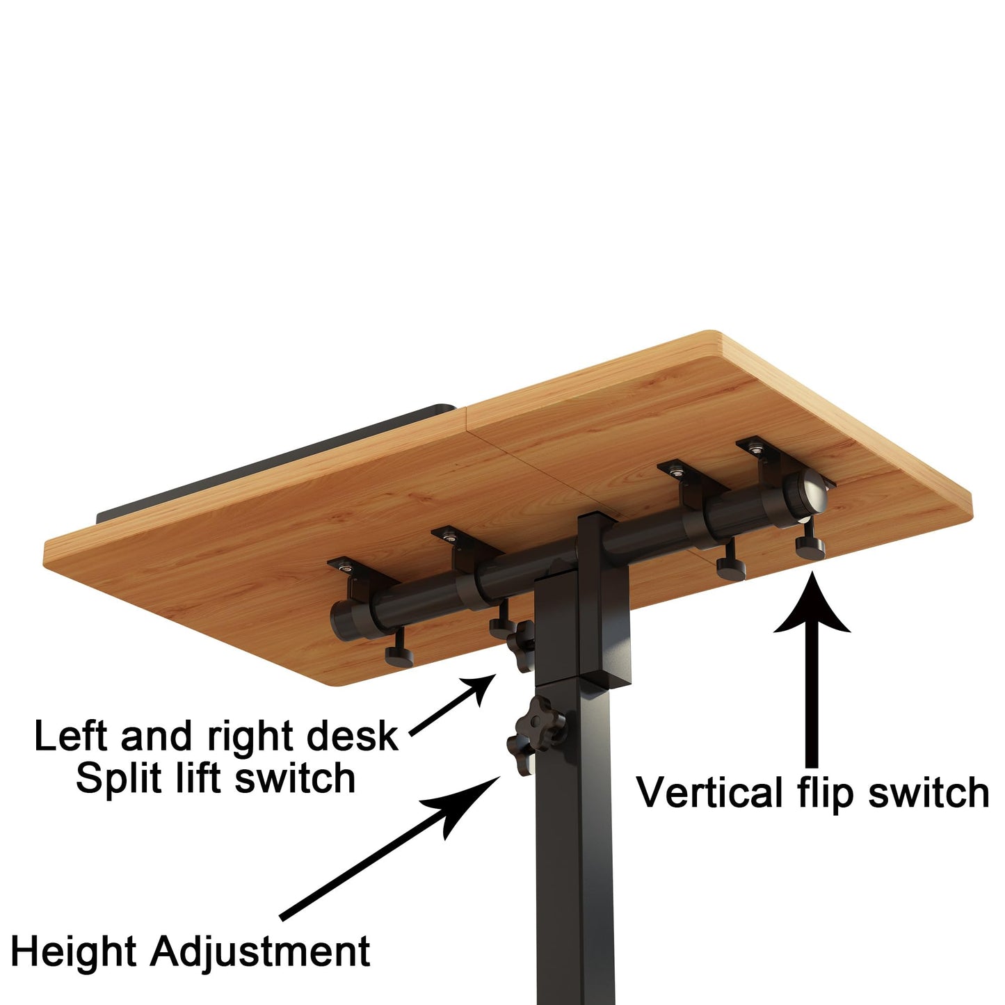 TigerDad Mobile Adjustable Height Laptop Stand PC Computer Portable Notebook Swivel Laptop Desk Rolling Table Desk Cart Tiltable with Wheels Casters& Mouse Pad Table