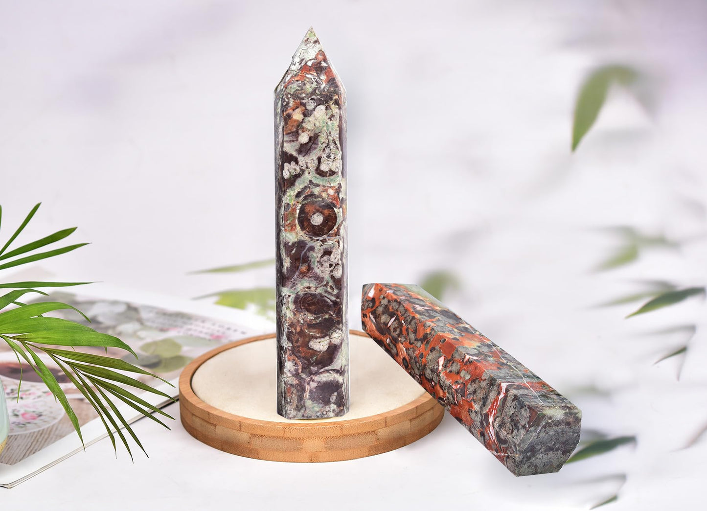 AMOYSTONE Raw Agate Crystal Obelisk 3.5-4LB - Natural Geode Hexagonal Tower for Energy Healing, Meditation, Geological Display