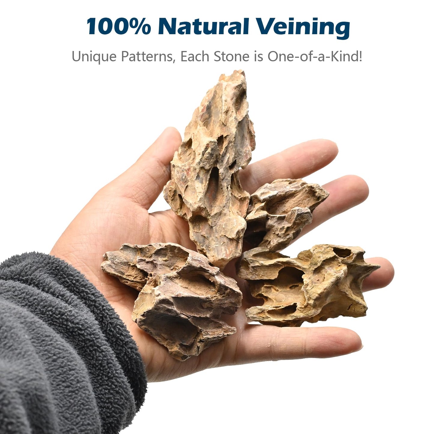 KINGRUI Natural Rocks Dragon Stone 1-2.5 Inches Decorative Rocks for Miniature Terrariums,Fairy Gardens,Bonsai,DIY Crafts, Aquariums Dioramas & Wargaming-1lb