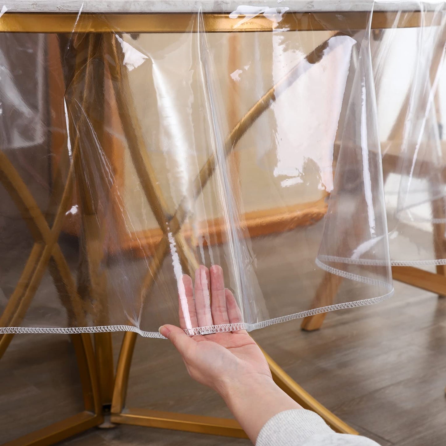 Clear Round Plastic Tablecloth Protector Waterproof Oil-Proof PVC Table Cloth Stain-Resistant Wipeable Table Cover for Round Table
