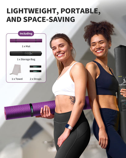 CAMBIVO Large Yoga Mat (6'x 4'), Extra Wide Workout Mat for Men and Women, Yoga Mat Thick 1/3 &1/4 Exercise Mats for Home Workout, Yoga, Pilates (Black,1/4 inch)