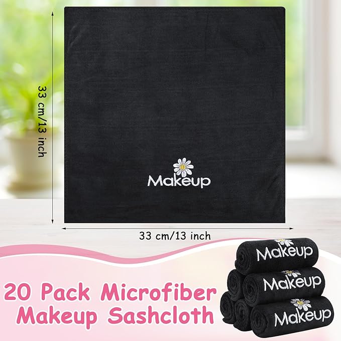 Shimeyao 20 Pack Makeup Towels Black Makeup Washcloths