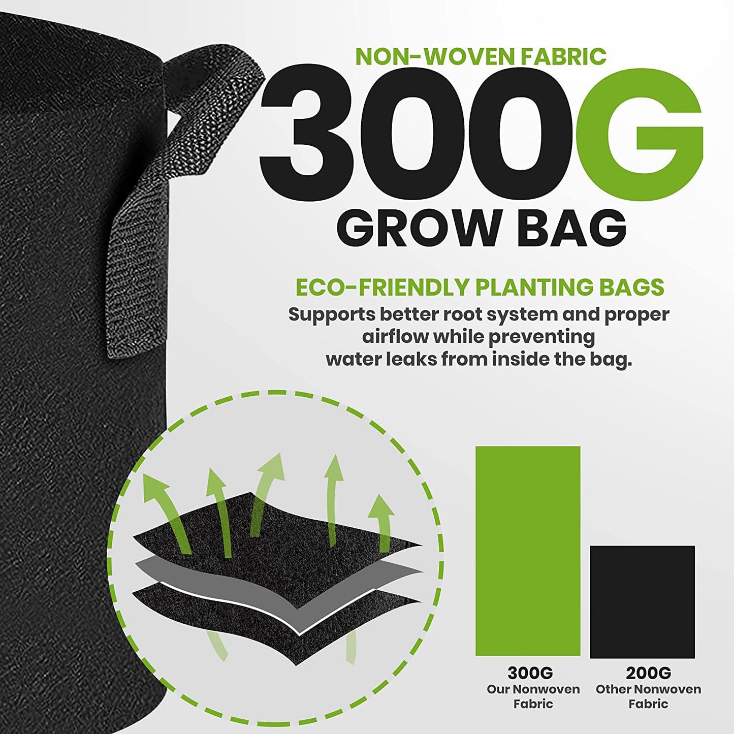 Gardenera Premium Aeration Planters - 15 Gallon - 5 Pack of Thickened Fabric Grow Bags with Handles, Ideal for Growing Vegetables, Fruits, and Herbs