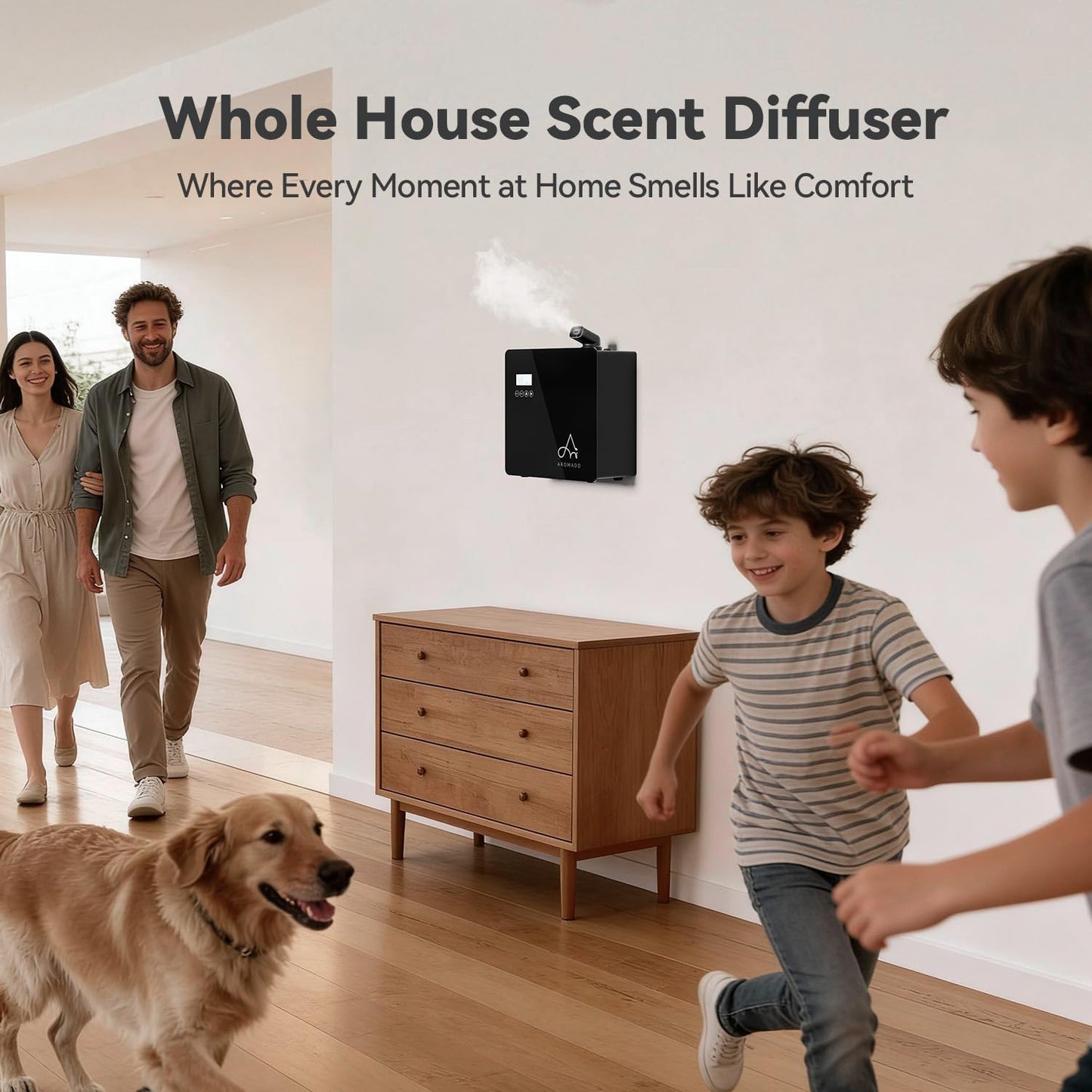 2025 Upgraded 3500 Sq.Ft Smart Scent Diffuser - HVAC System, Whole House Aroma & Hotel Collection Diffuser, Waterless Essential Oil Diffuser for Home Large Room, Cold Air Tech, 600mL (Black)