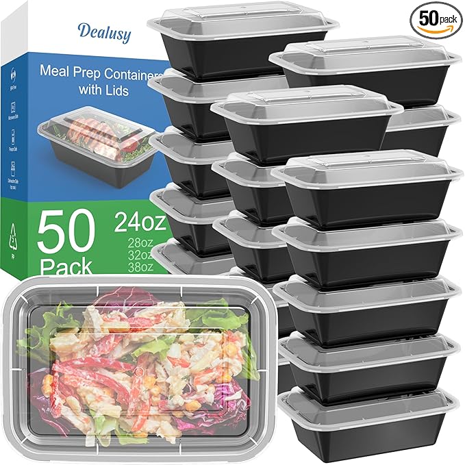 50 Pack 24 oz Meal Prep Containers Reusable
