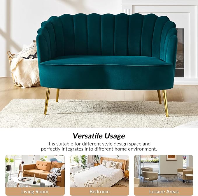 HULALA HOME Velvet Loveseat Sofa